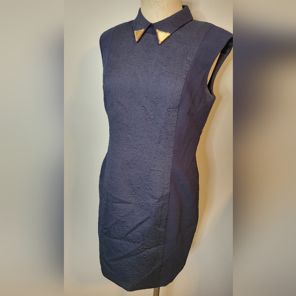 Sz 3 Ted Baker Navy collar tip shift dress